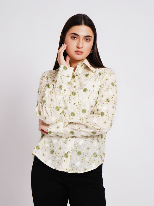 floral greem women shirt