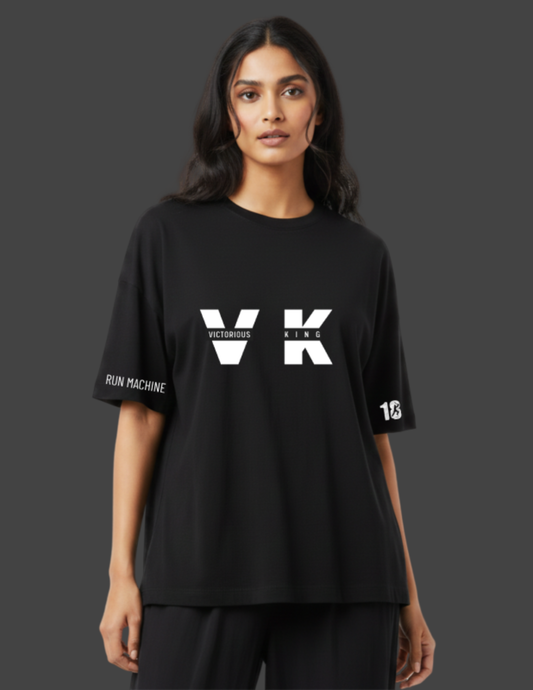 virat women oversized tshirt black front