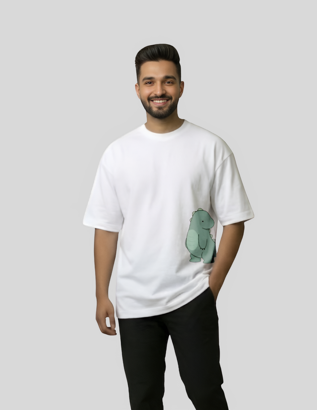 Cute Dinosaur Matching Couple Oversized T-Shirt Men