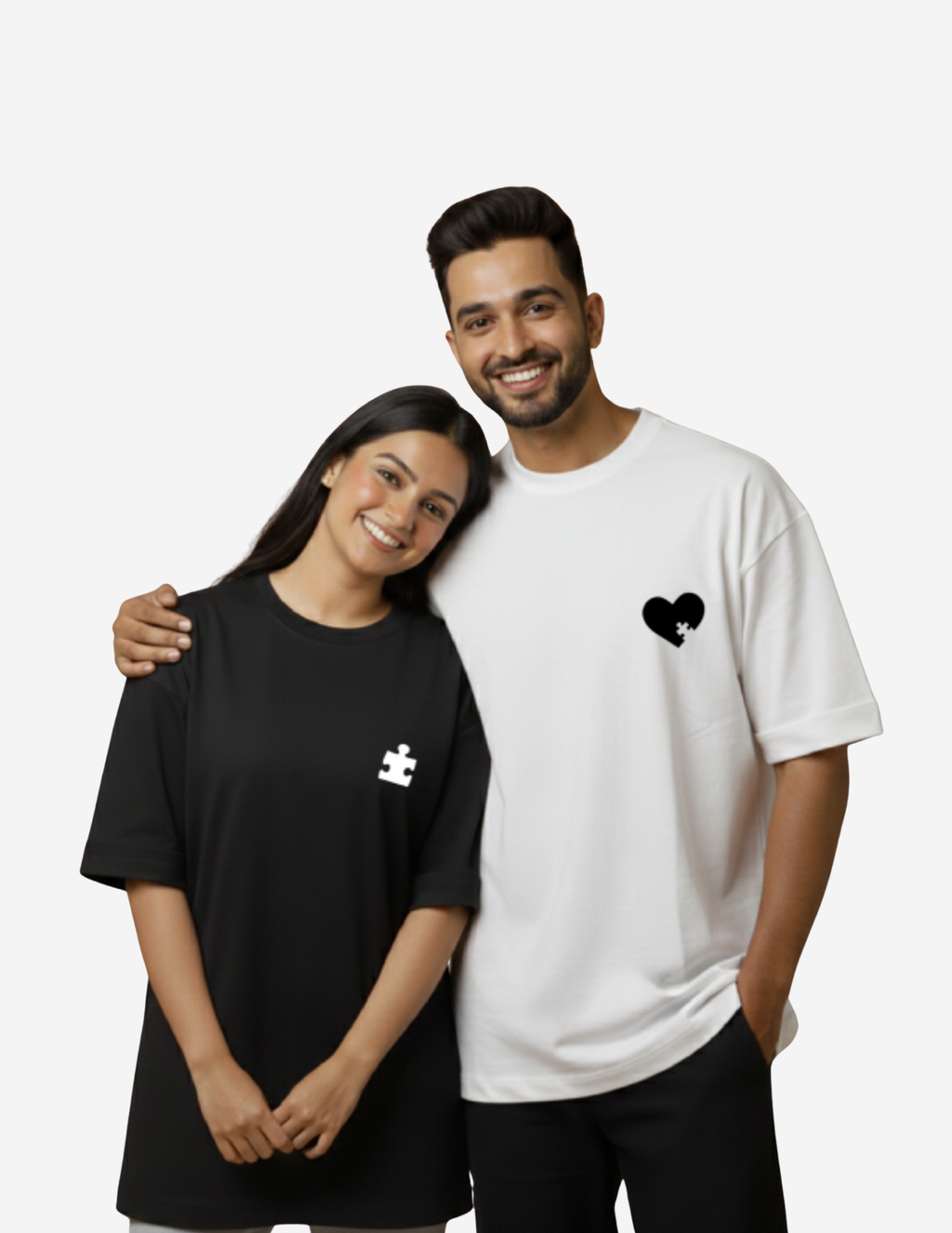 Heart couple oversized t-shirt