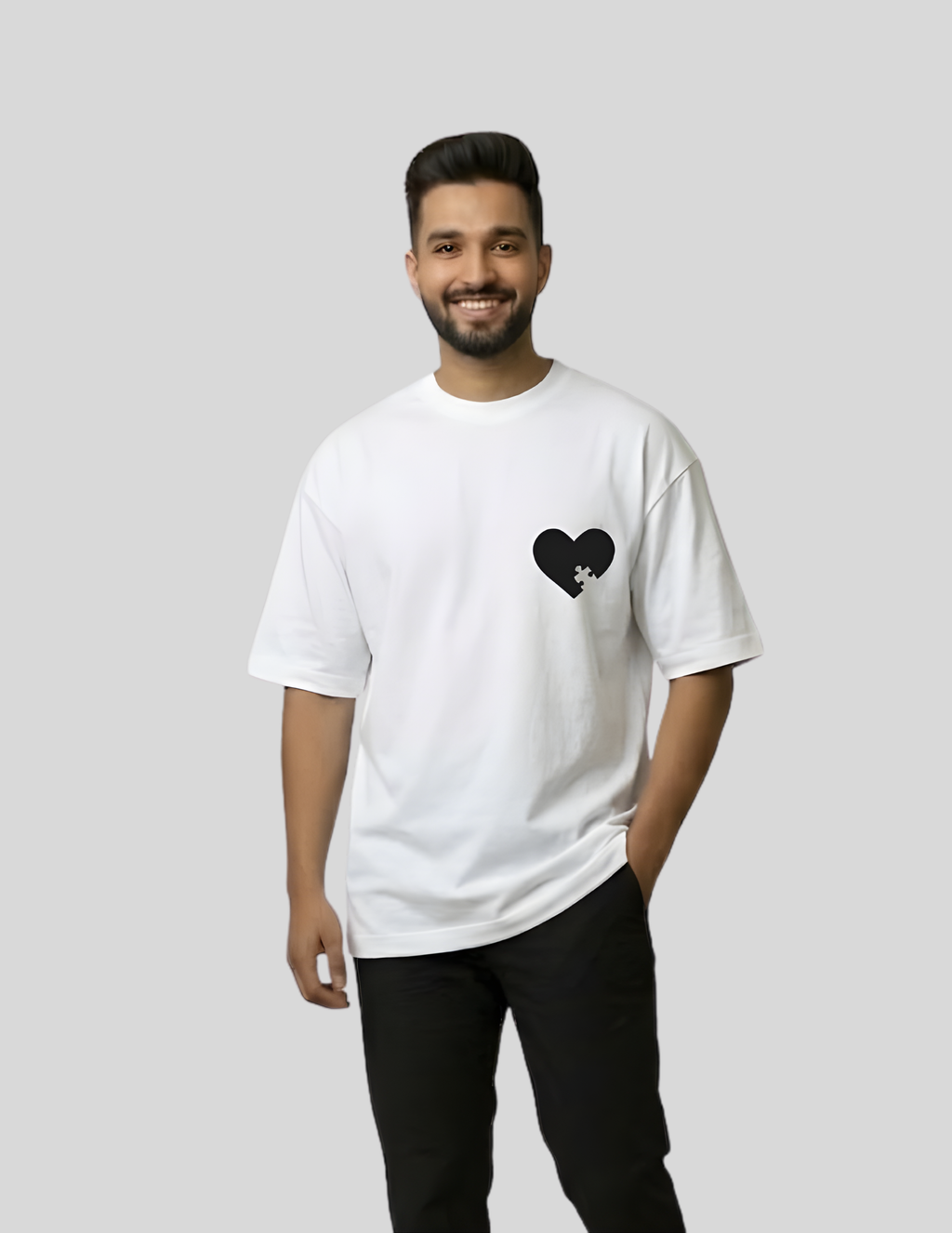 Heart couple oversized t-shirt men