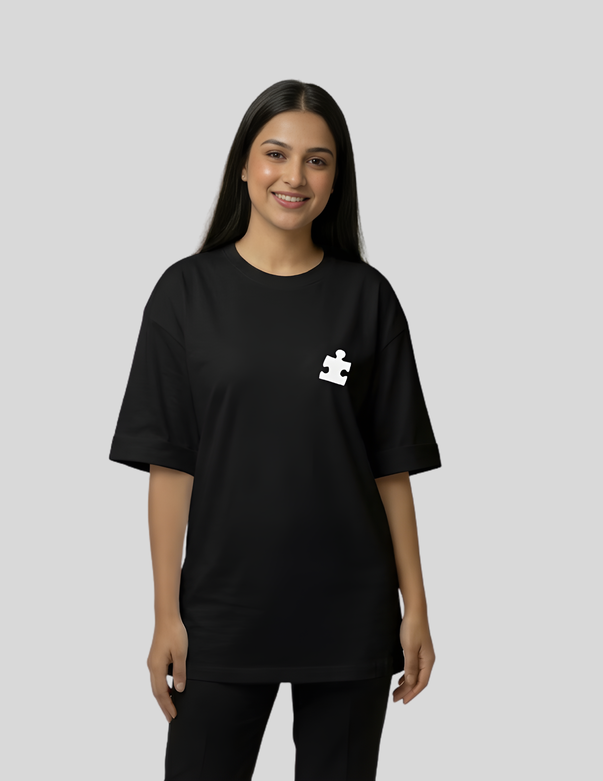 Heart couple oversized t-shirt women