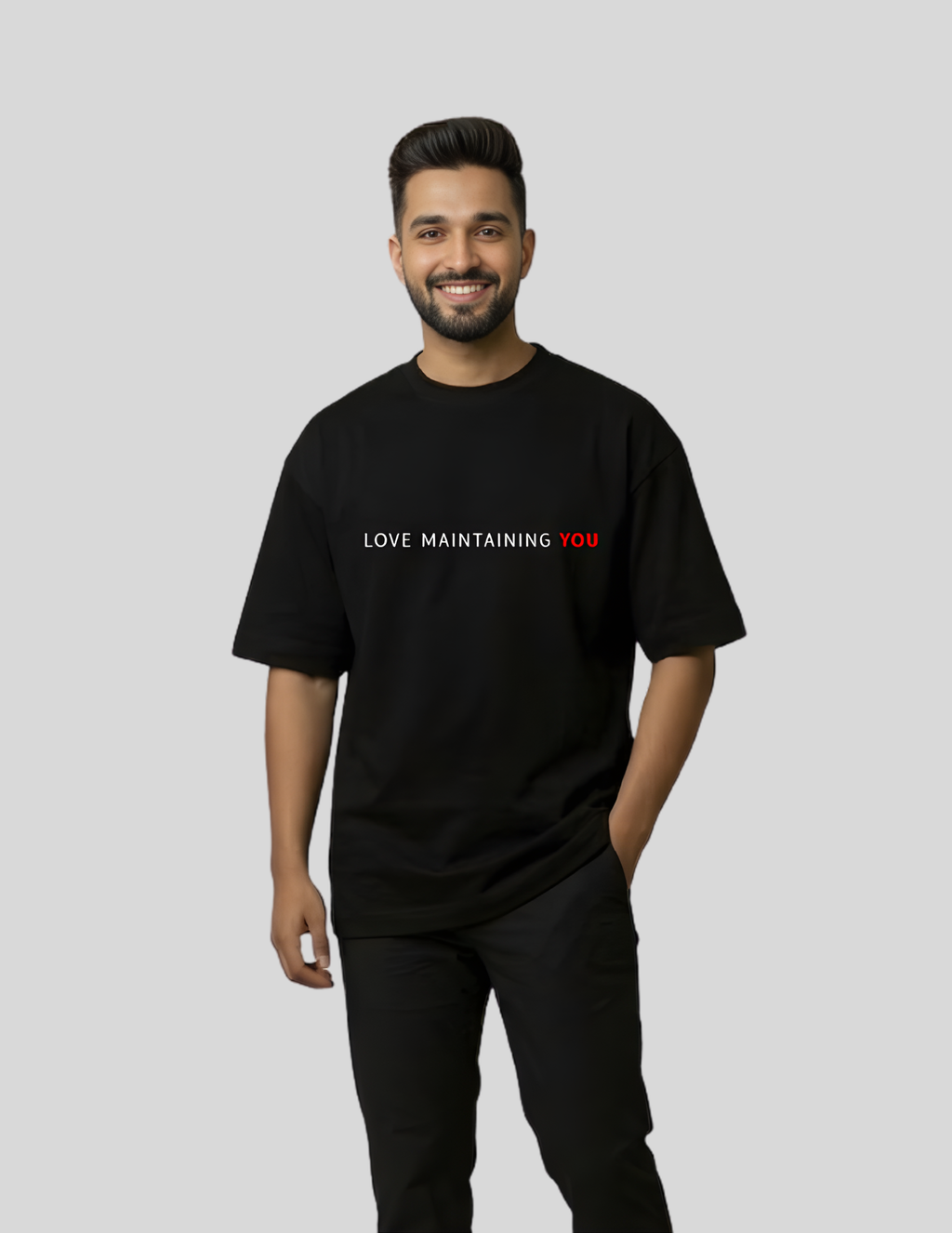 High Maintenance & Love Maintaining You Matching Couple Oversized T-Shirt men