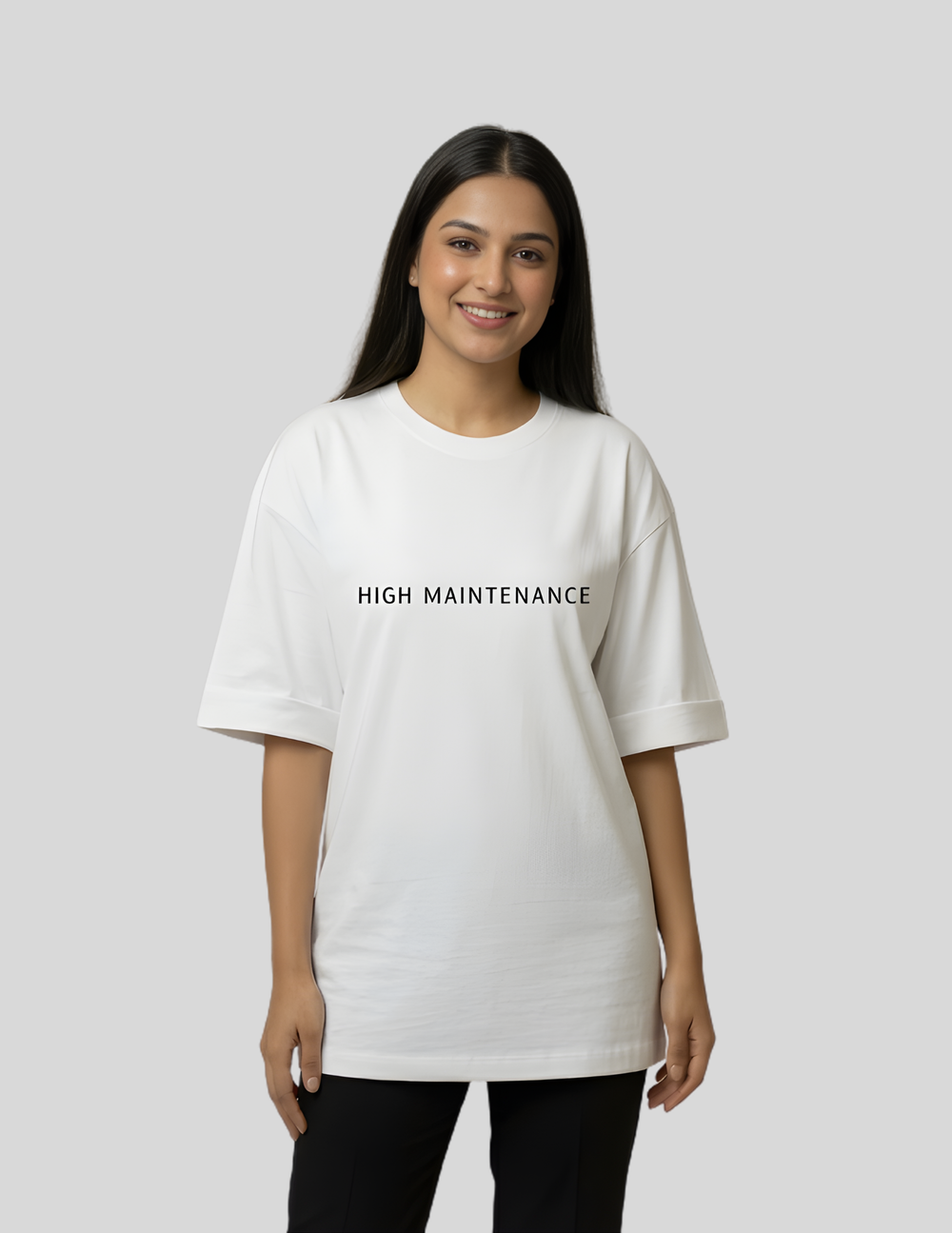 High Maintenance & Love Maintaining You Matching Couple Oversized T-Shirt women