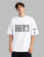 Person wearing a white t-shirt with 'Grisiano' and number '7' print on a gray background