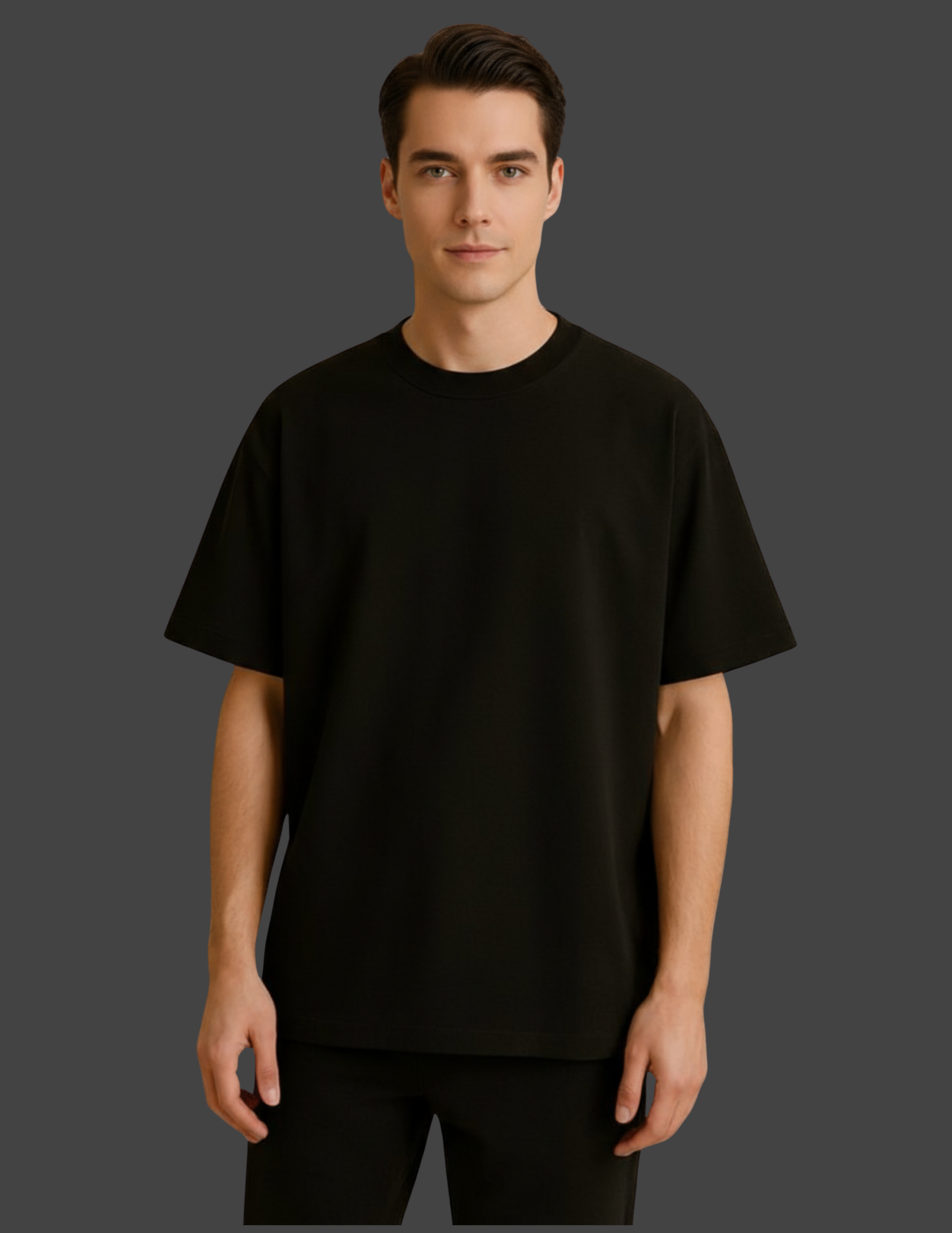 Oversized solid men tshirt black 