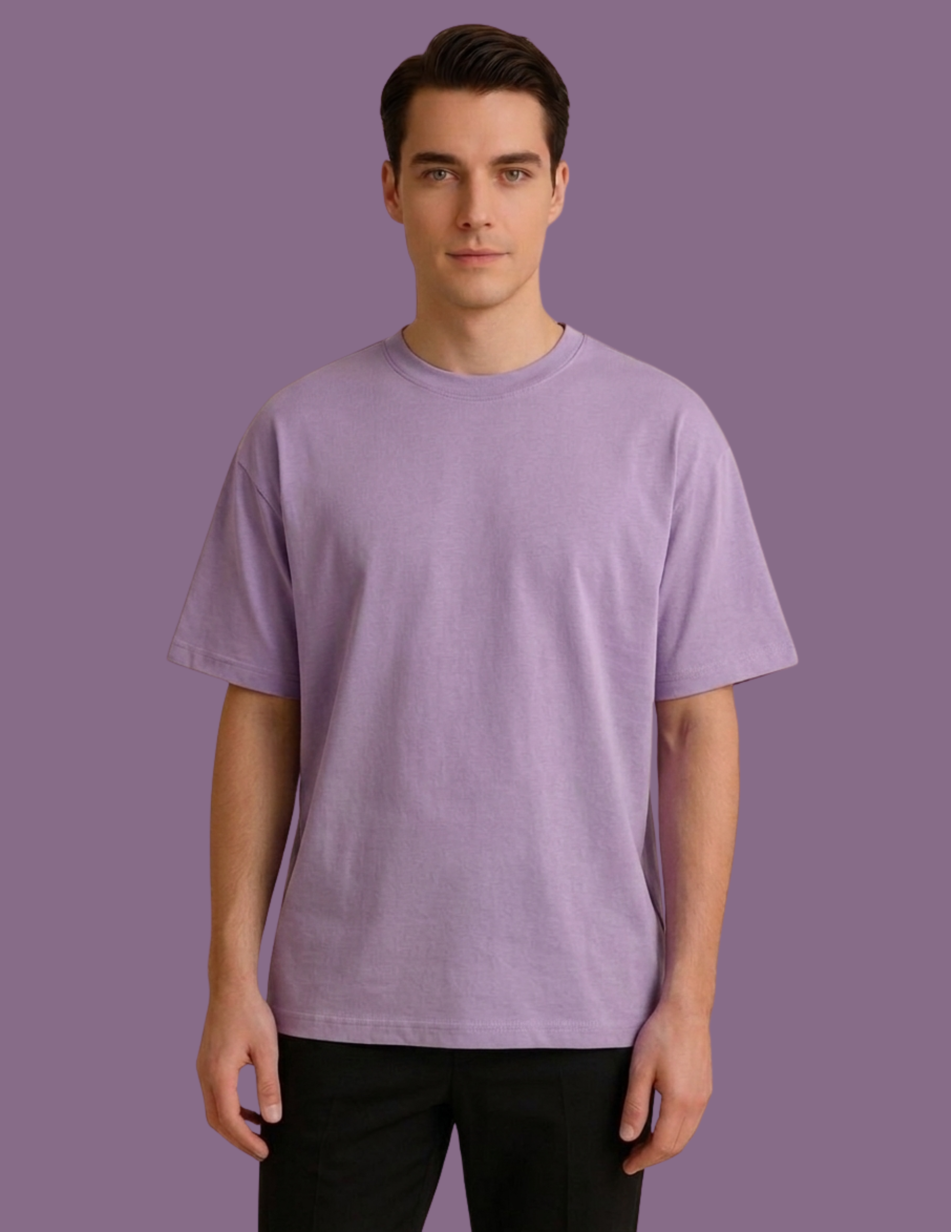 Oversized solid men tshirt lavender 