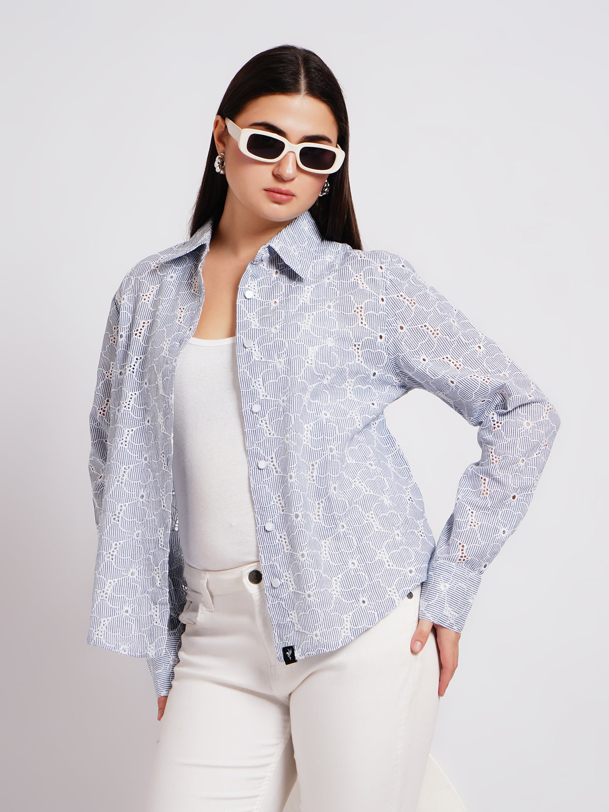 blue women shirt