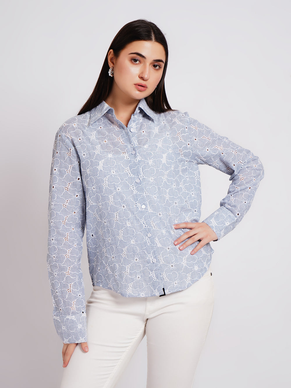 blue women shirt