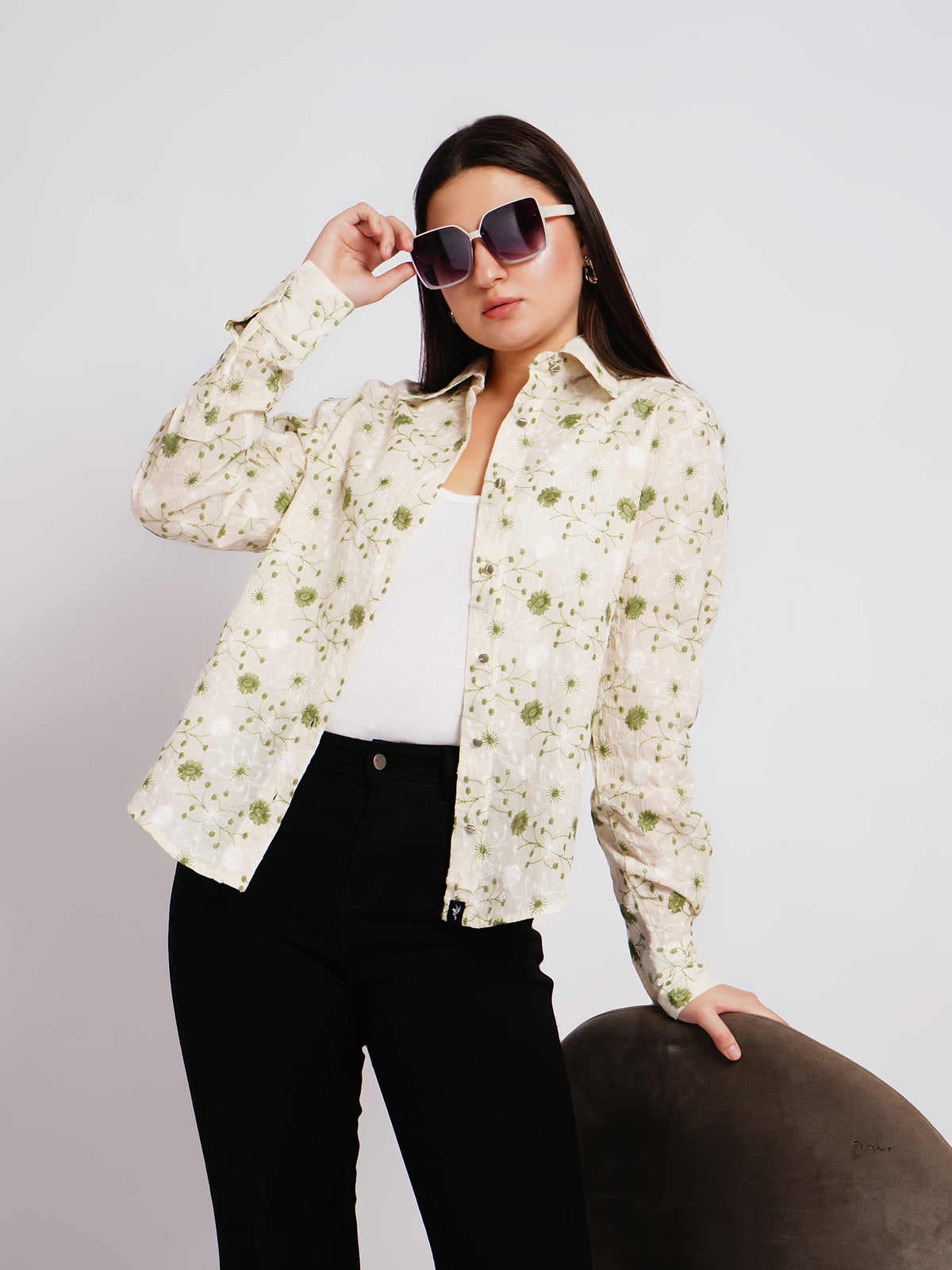 floral green women shirt