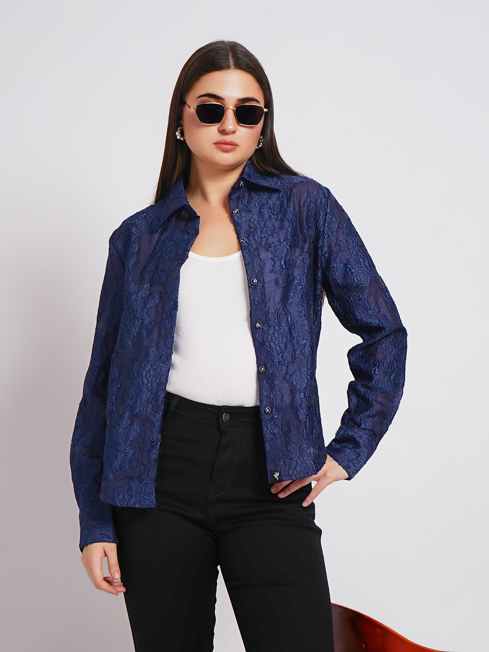 blue women shirt