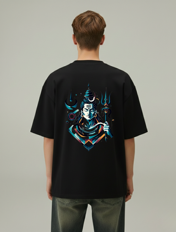 Shiva Shunya Men Oversized black t-shirt back