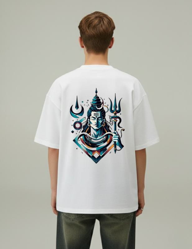 Shiva Shunya Men Oversized white t-shirt back