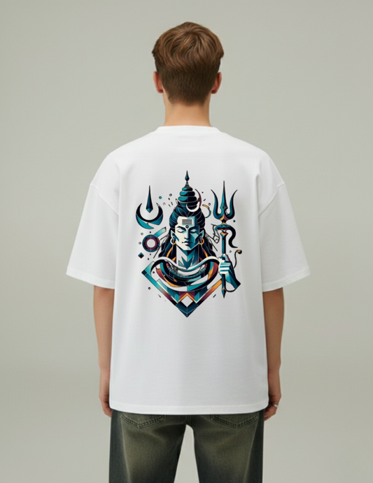 Shiva Shunya Men Oversized white t-shirt back