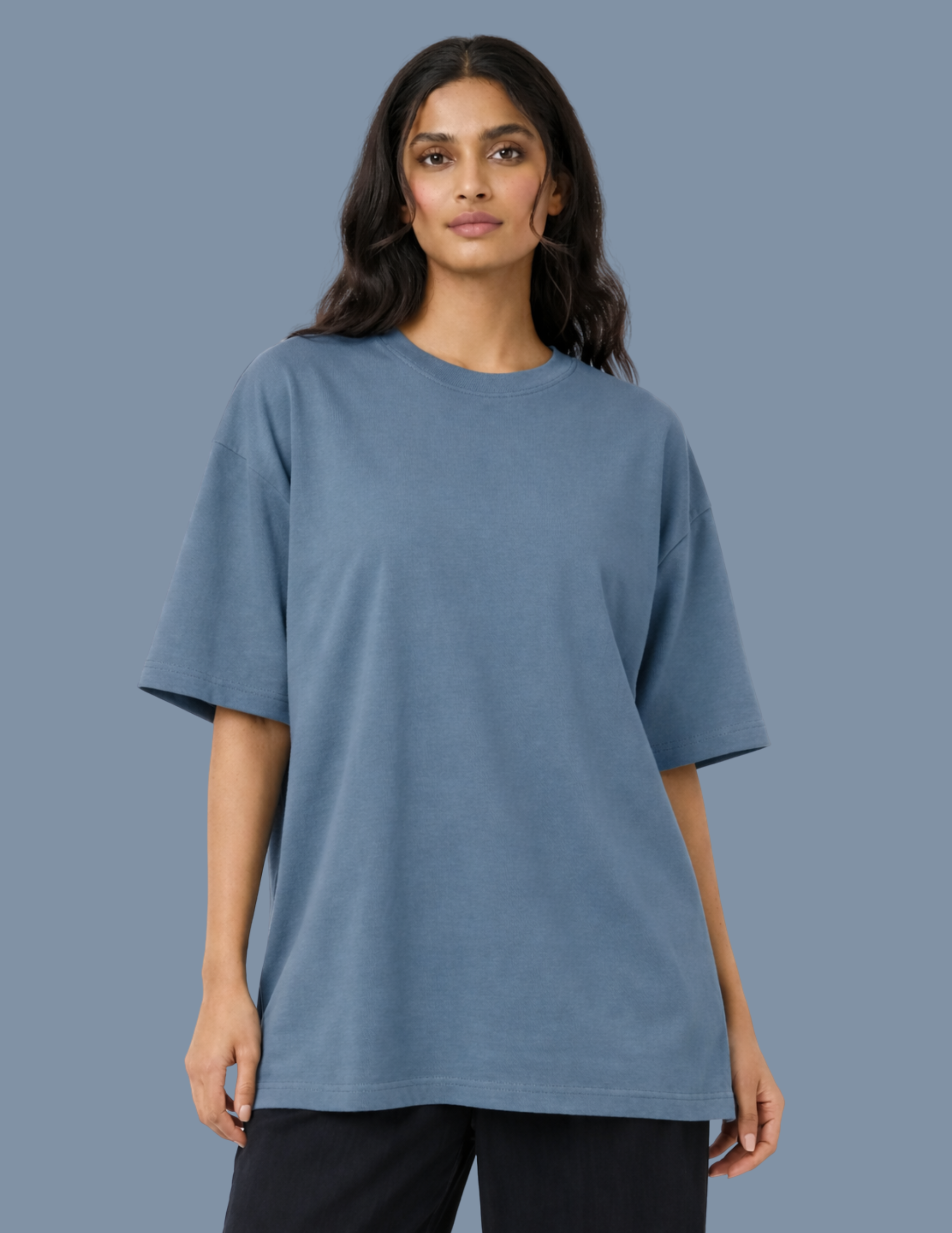 Solids blue women oversized t-shirt