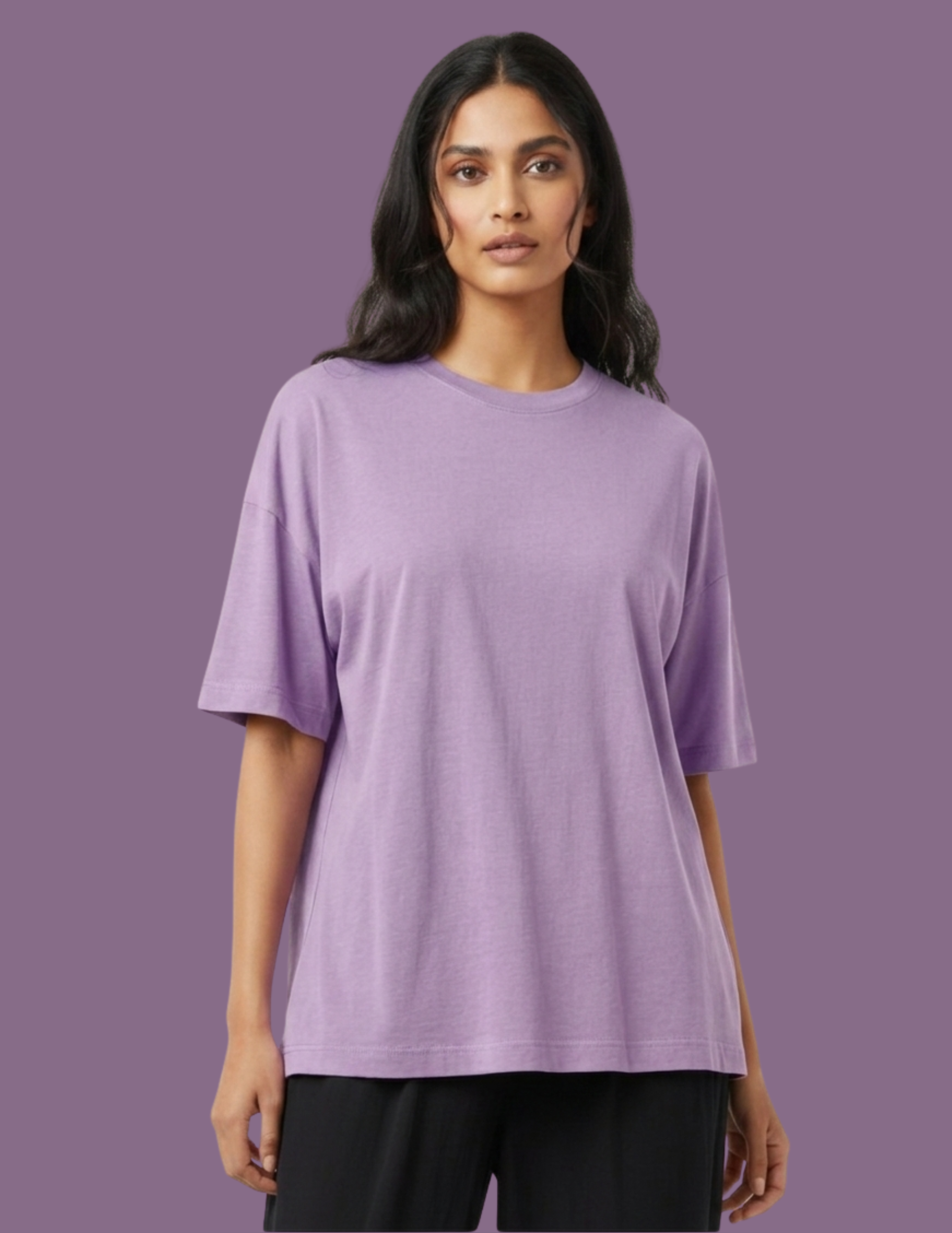 Solids lavender women oversized t-shirt