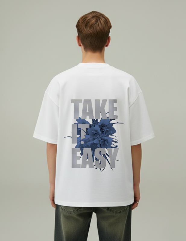 Take it easy men oversized tshirt white back