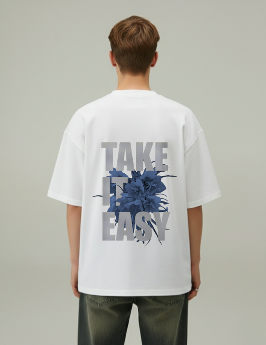 Take it easy men oversized tshirt white back