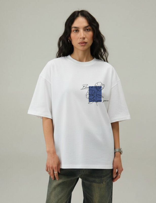 Take it easy women over sized t-shirt white front