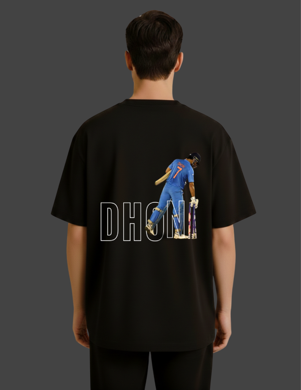dhoni oversized tshirt men back stumps