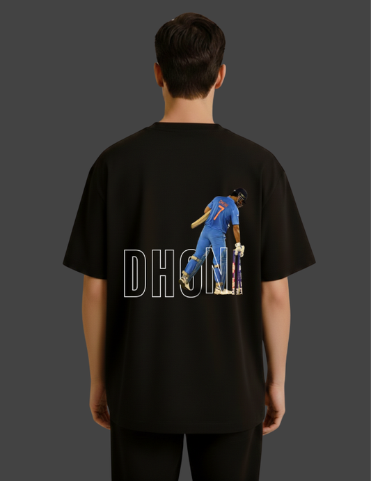 dhoni oversized tshirt men back stumps