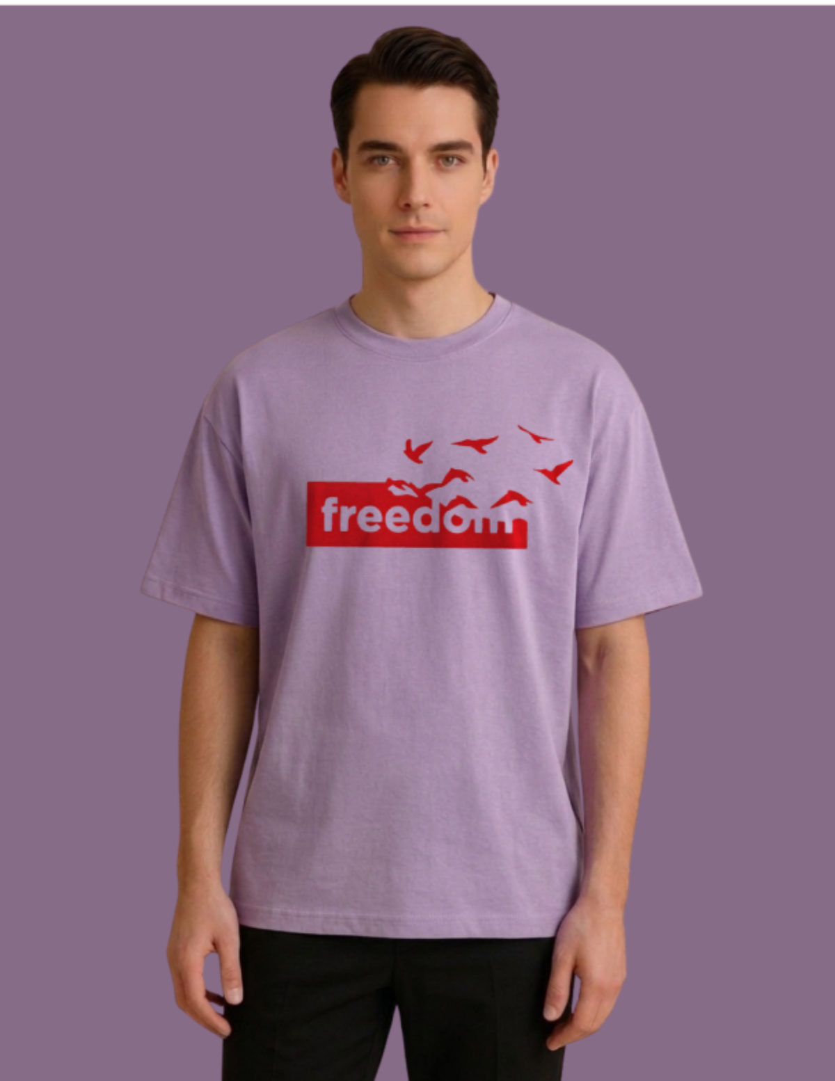 men oversized tshirt lavender freedom