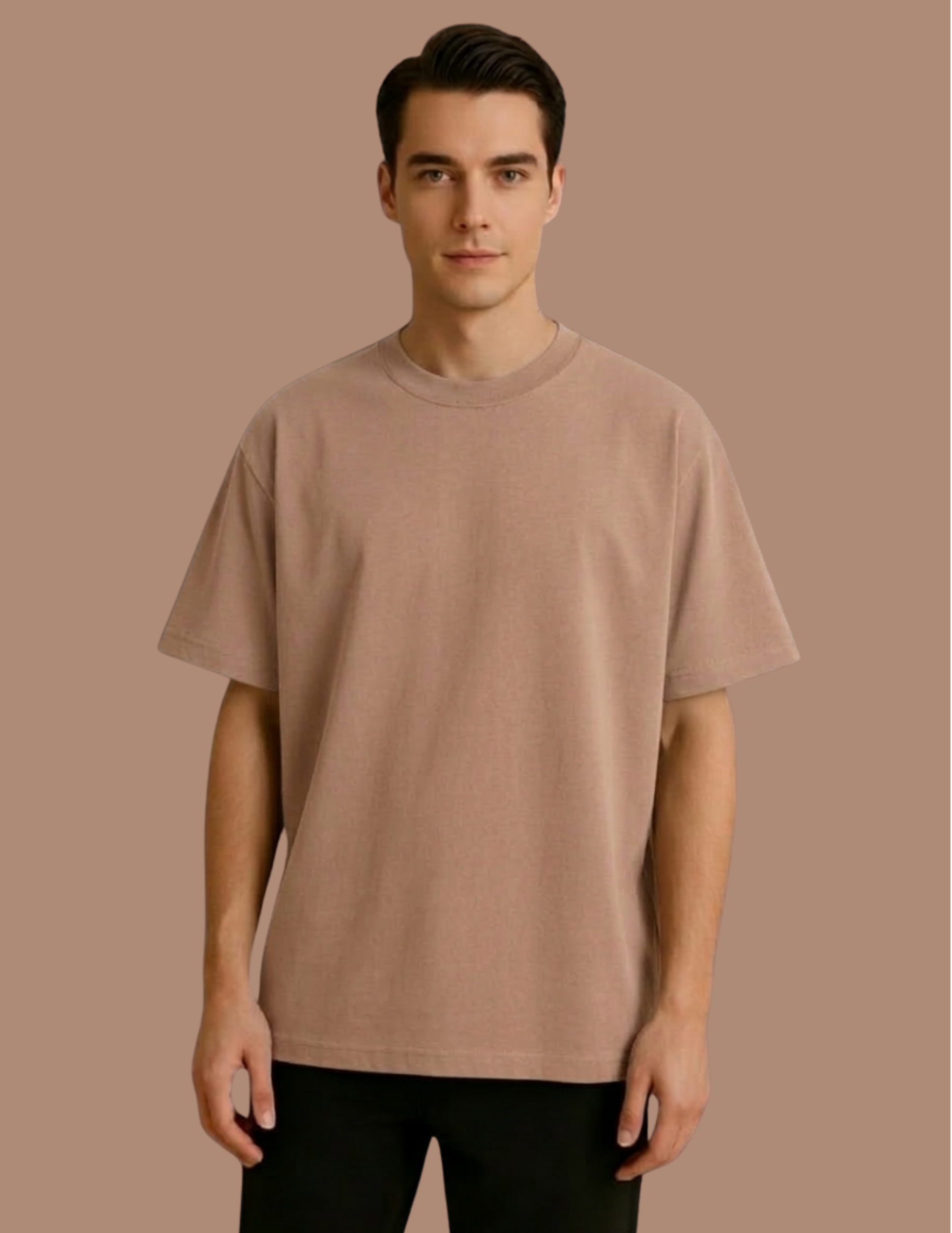 men versized tshirt beige
