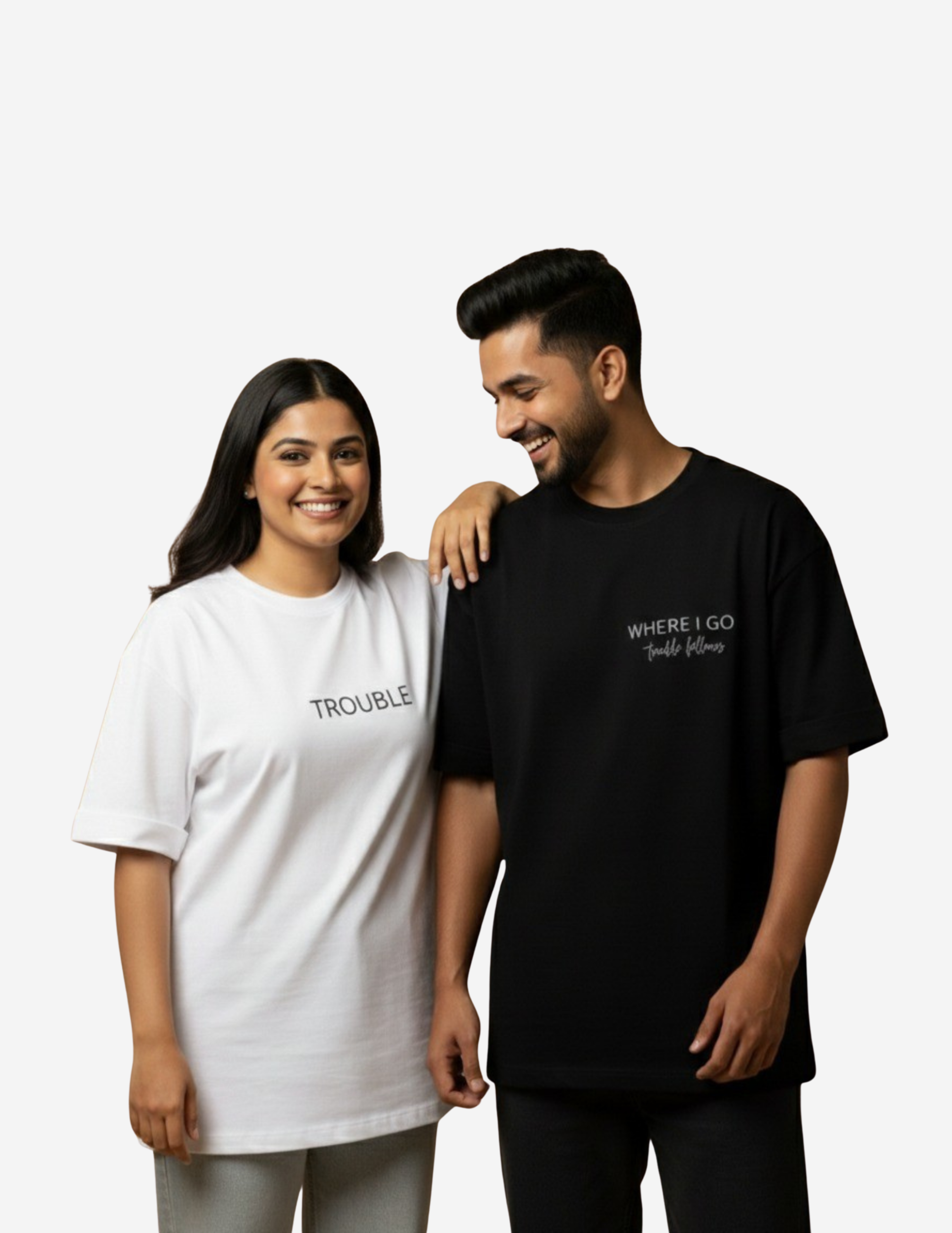 oversized couple tshirt trouble