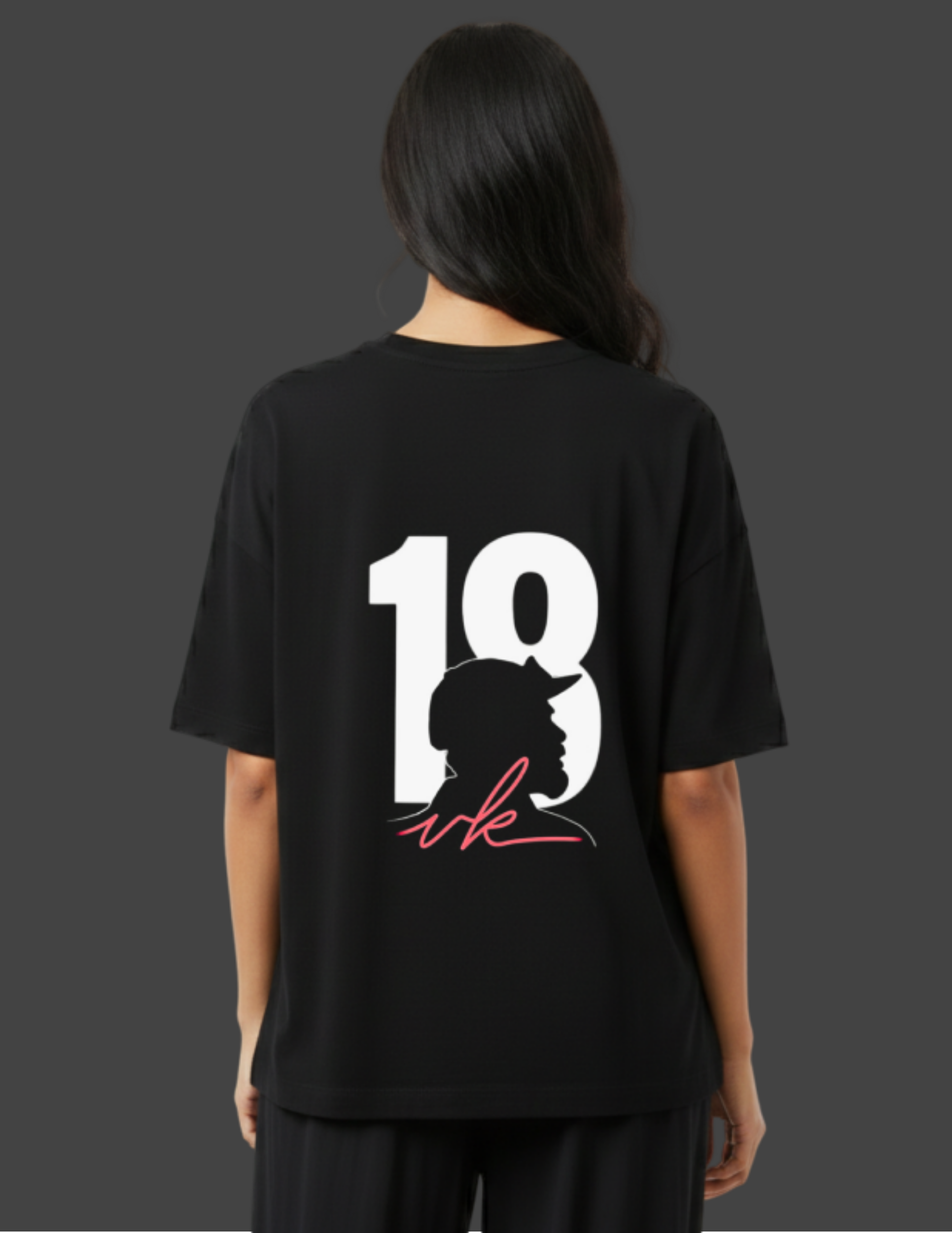 virat wmen oversized tshirt black back