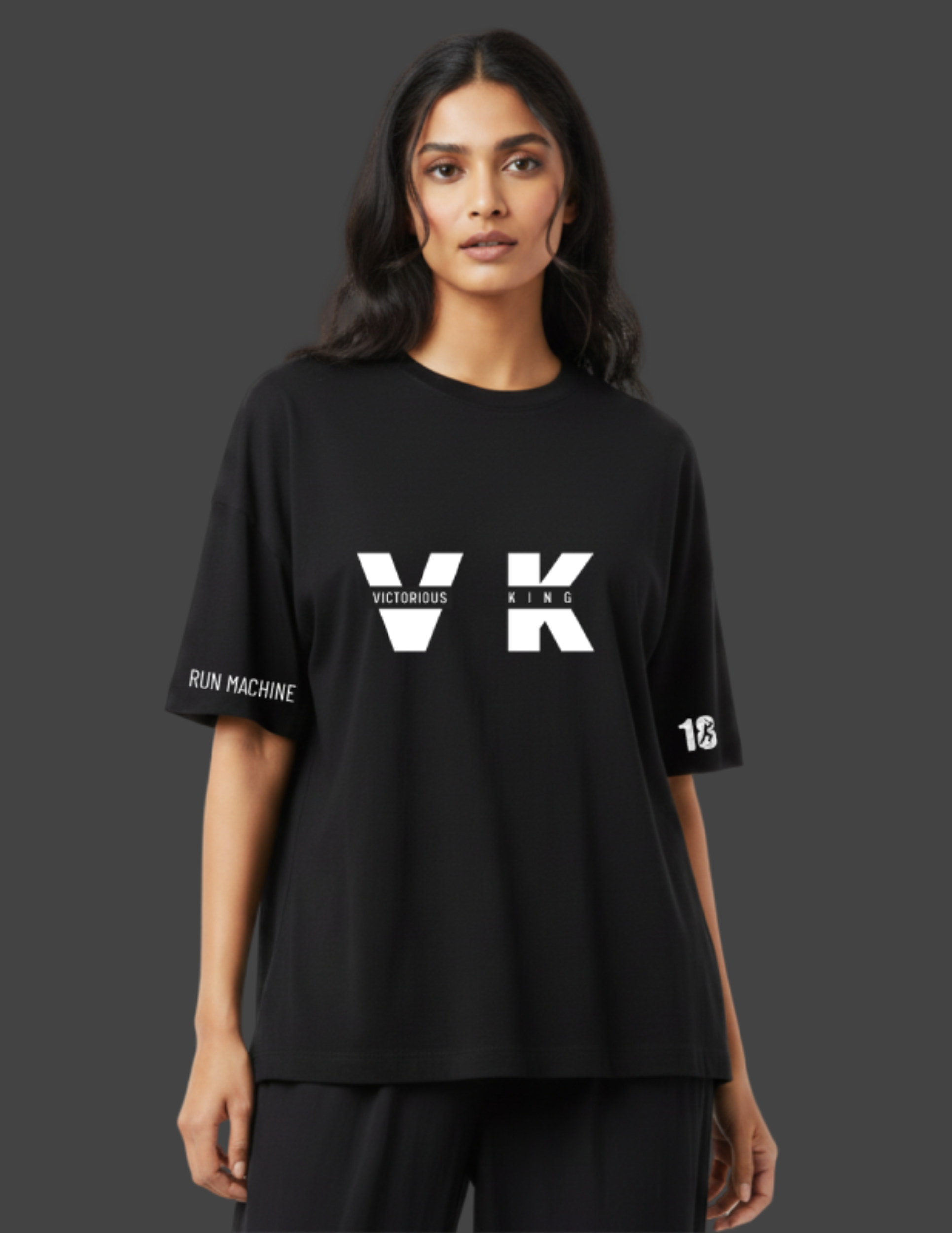 virat women oversized tshirt black front