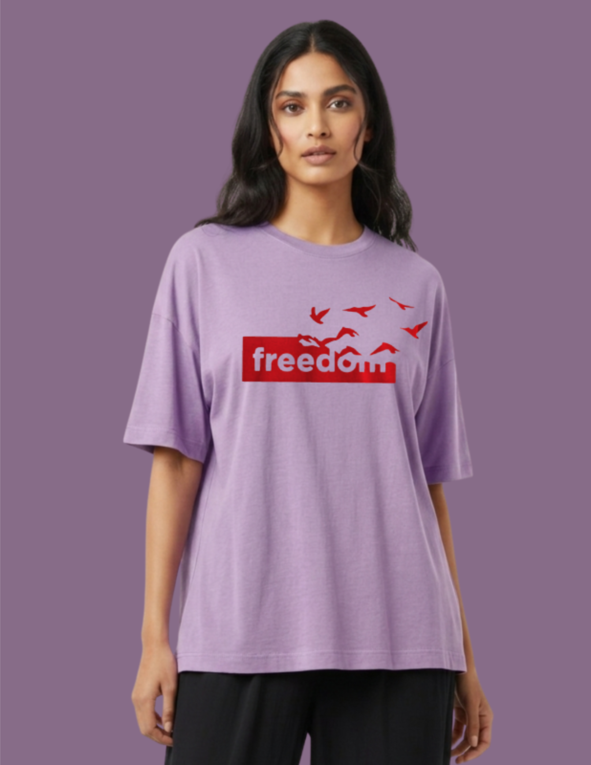 women oversized tshirt lavender freedom